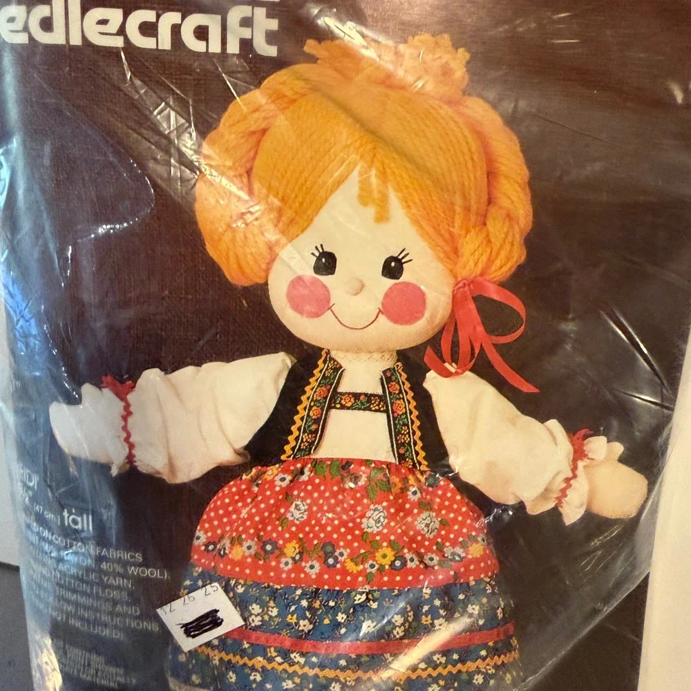 Vintage Bucilla Needlecraft Heidi Doll Kit 3628 DIY Stamped Fabric 18.5 Inch New